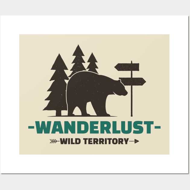 Wanderlust Wild Territory Bear Wall Art by Tip Top Tee's